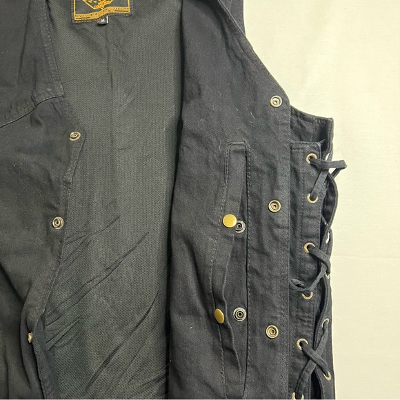 Milwaukee Performance black denim biker vest conceal carry pockets men's XLarge - Picture 7 of 10